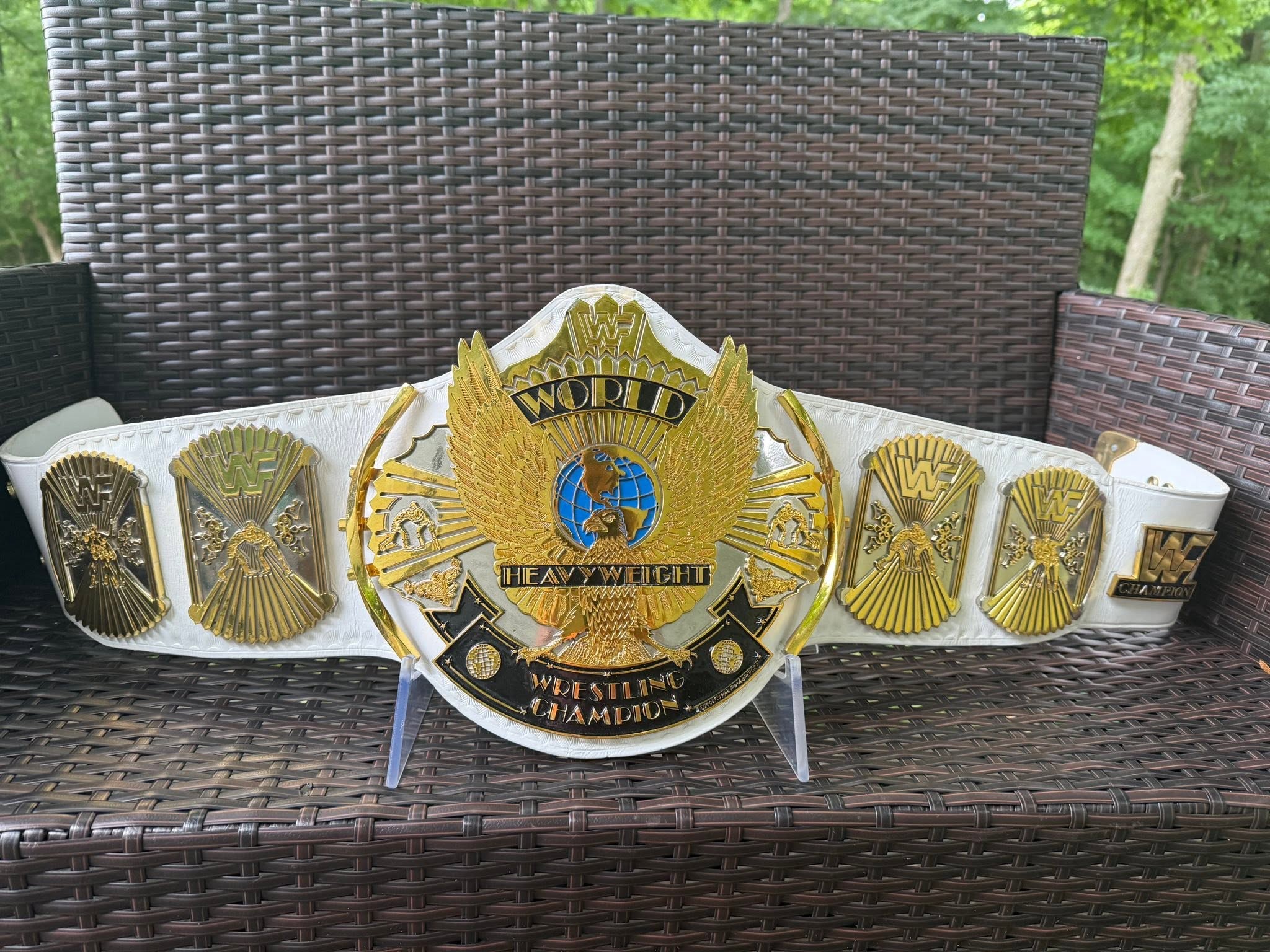 WWF World Heavyweight Championship Belt Replica – White Strap Adult Size