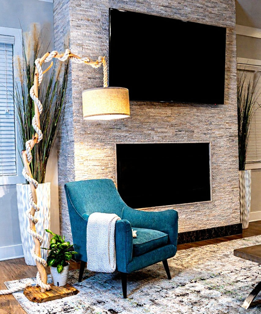 Twisted Driftwood Floor Lamp Art- "LATTE"