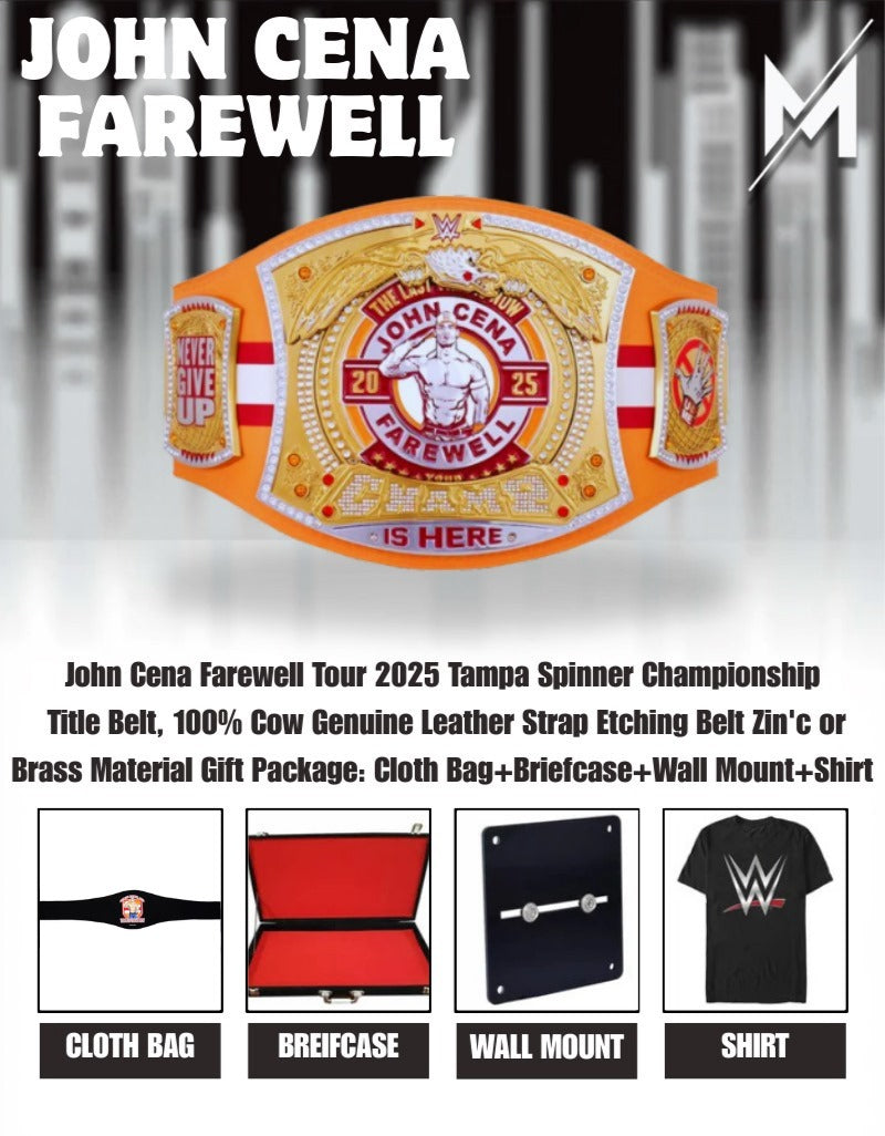 John Cena Farewell Tour 2025 Knoxville Spinner Championship Replica Title Belt