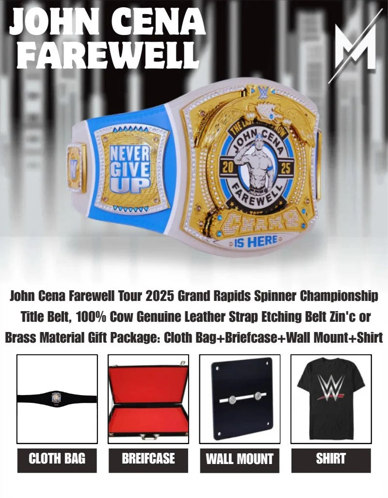 John Cena Farewell Tour 2025 Grand Rapids Spinner Championship Replica Title Belt