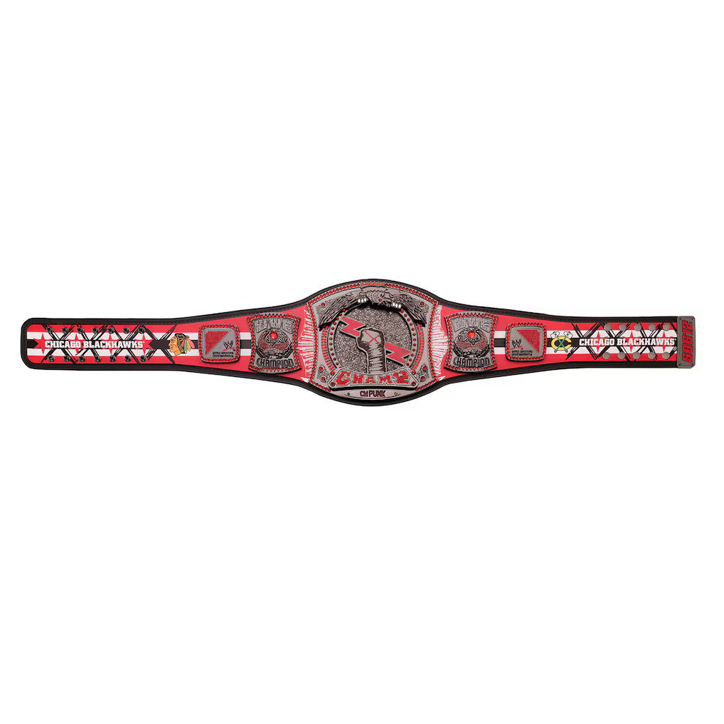 CM Punk Chicago Blackhawks Signature Series Spinner Championship Replica Title Belt