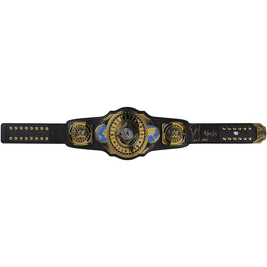 Dominik Mysterio WWE Autographed Intercontinental Championship Replica Title Belt with And New 4-20-25 Inscription