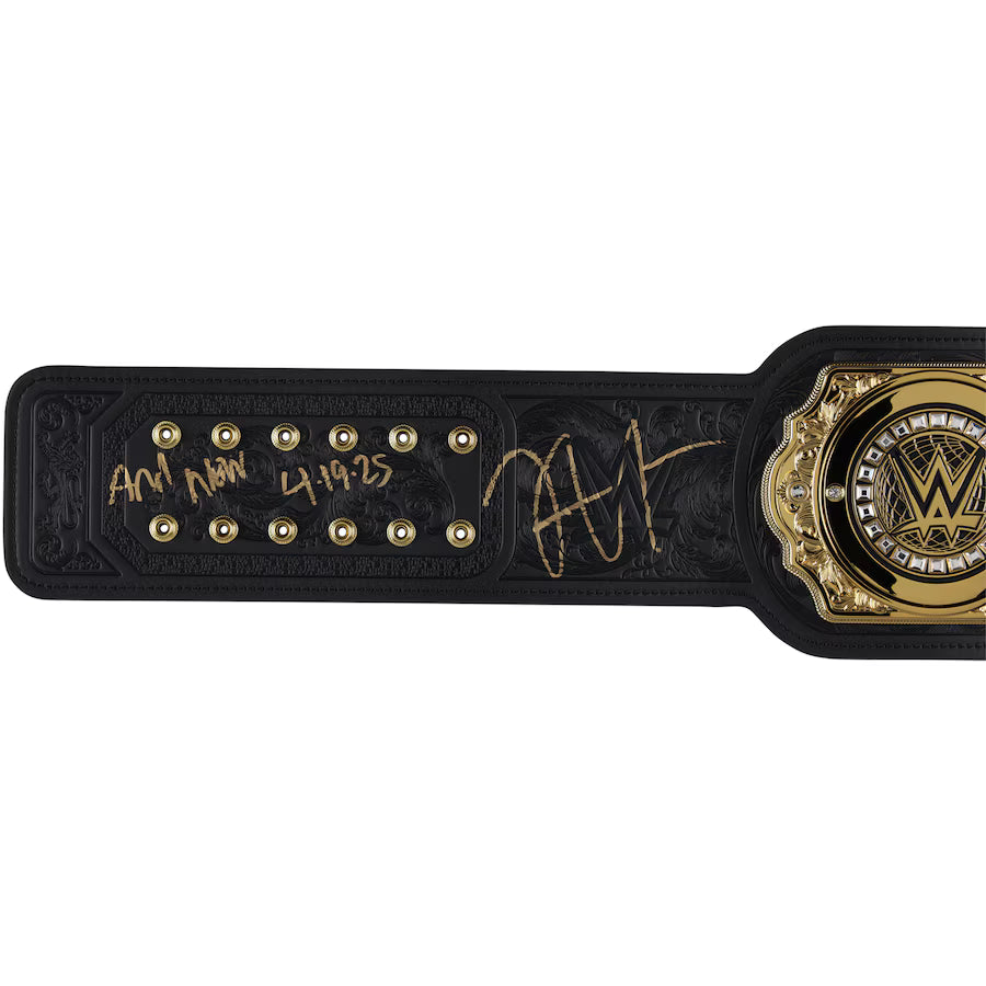 Jey Uso WWE Autographed World Heavyweight Championship Replica Title Belt with "And New 4-19-25" Inscription