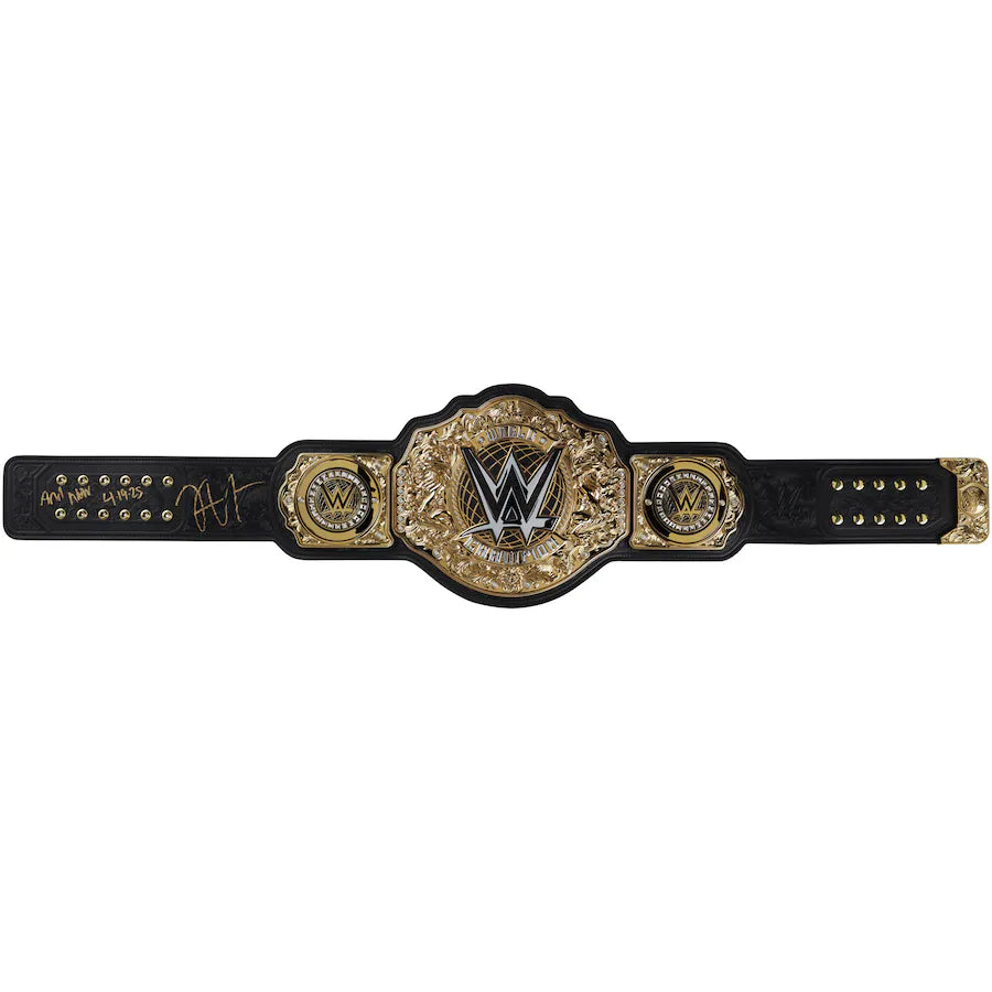 Jey Uso WWE Autographed World Heavyweight Championship Replica Title Belt with "And New 4-19-25" Inscription