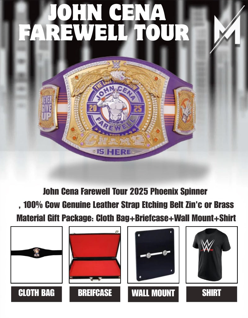 John Cena Farewell Tour 2025 Phoenix Spinner Championship Replica Title Belt