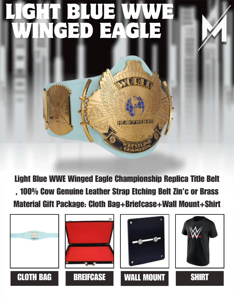 Light Blue WWE Winged Eagle Championship Replica Title Belt