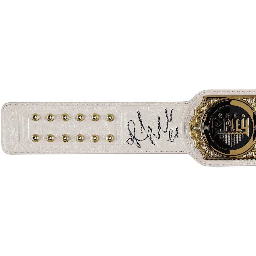 Rhea Ripley WWE Autographed Women's World Championship Replica Title Belt with Talent Side Plates
