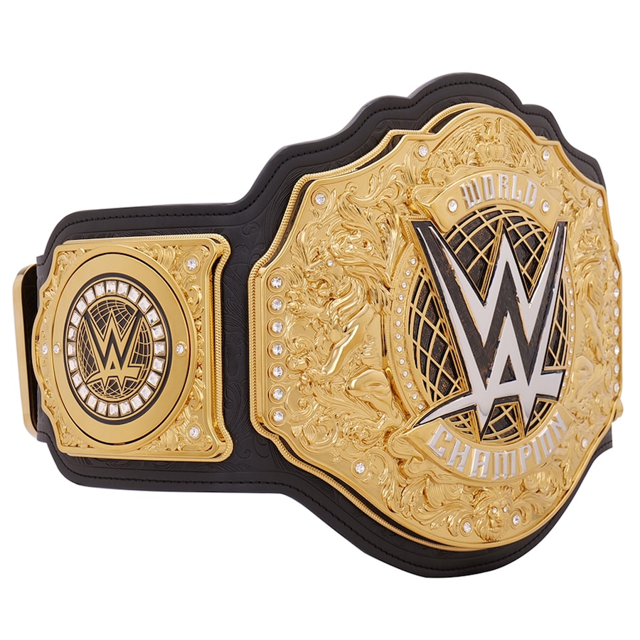 WWE World Heavyweight Championship Replika-Titelgürtel | WWE Sammlerstück | Riemen aus echtem Rindsleder | Ätzgürtel