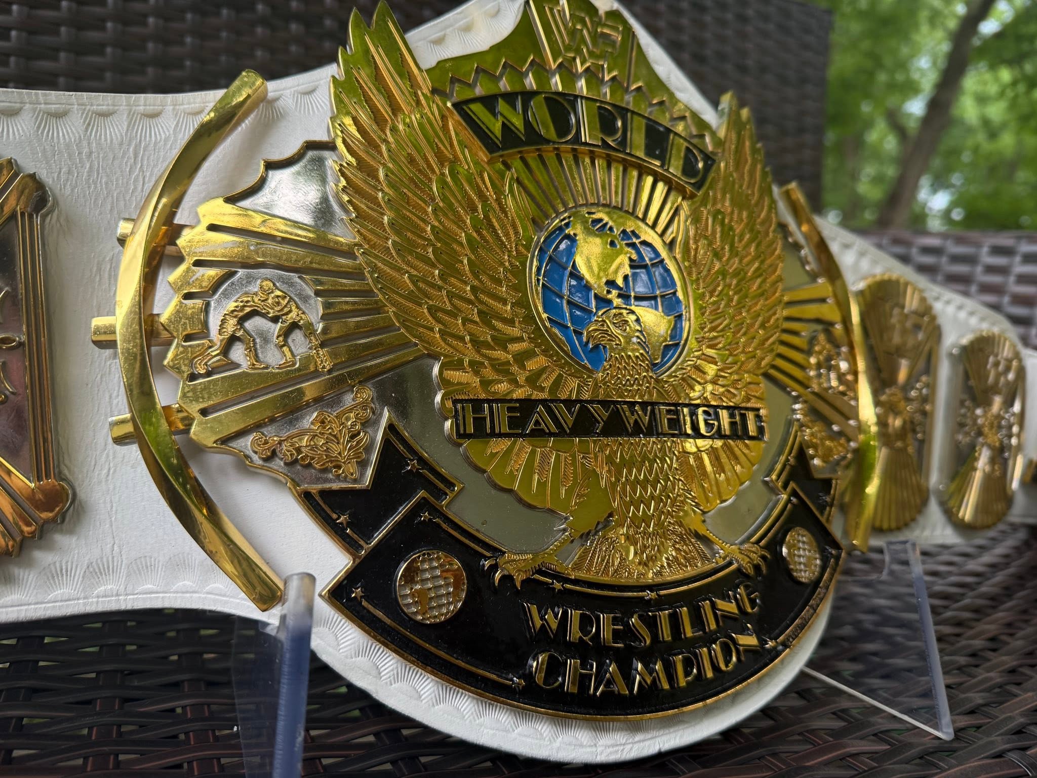 WWF World Heavyweight Championship Belt Replica – White Strap Adult Size