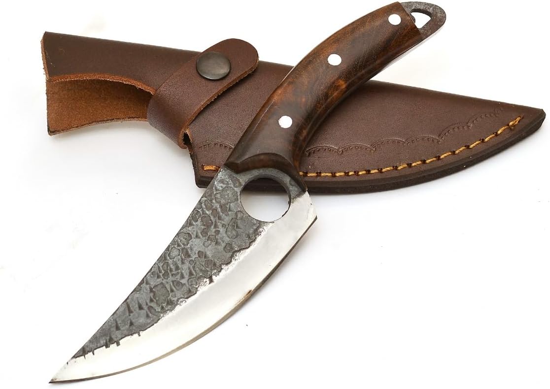 Fleischermesser mit Holzgriff und Scheide – Ideal für Fleisch, Grillen und die Küche 