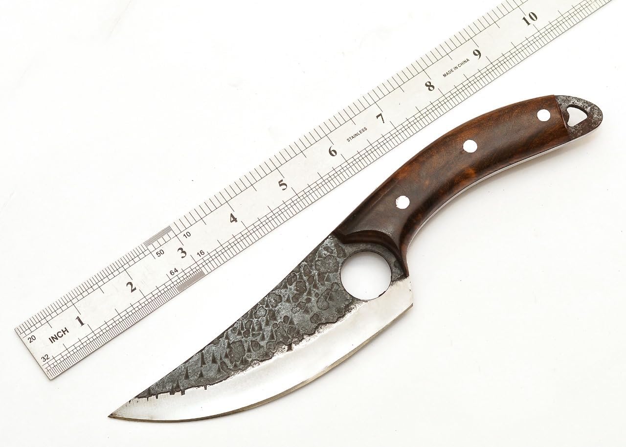 Fleischermesser mit Holzgriff und Scheide – Ideal für Fleisch, Grillen und die Küche 