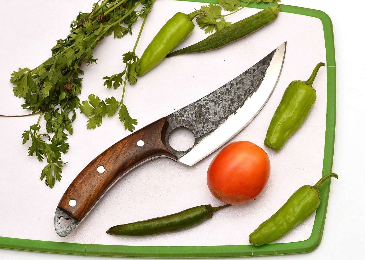 Fleischermesser mit Holzgriff und Scheide – Ideal für Fleisch, Grillen und die Küche 