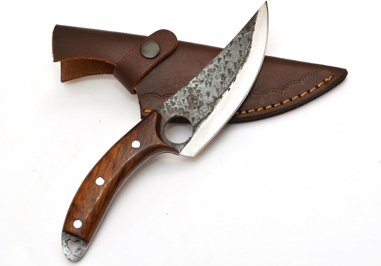 Fleischermesser mit Holzgriff und Scheide – Ideal für Fleisch, Grillen und die Küche 