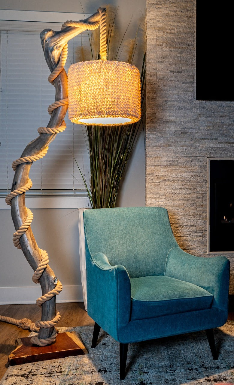 Cedar Driftwood Floor Lamp Art - "MOCHA" |Unique Cedar Driftwood Lamp