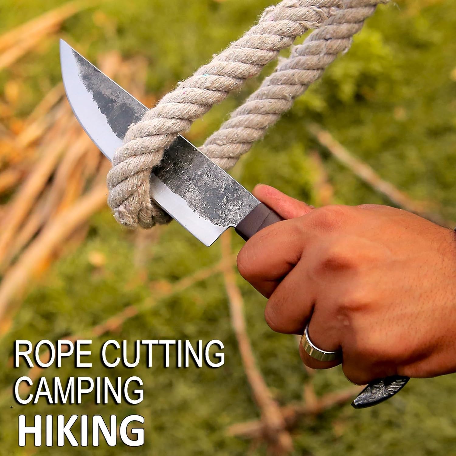 Handgefertigtes Wikingermesser | Echte handgeschmiedete Klinge aus Kohlenstoffstahl | Outdoor-Camping-Wikingermesser mit feststehender Klinge | Geschenke für Männer