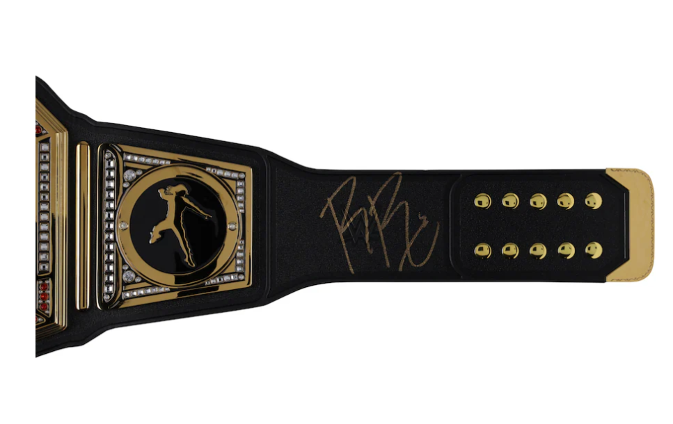 Roman Reigns WWE Autographed Universal Championship Replica Title Belt with Talent Side Plates