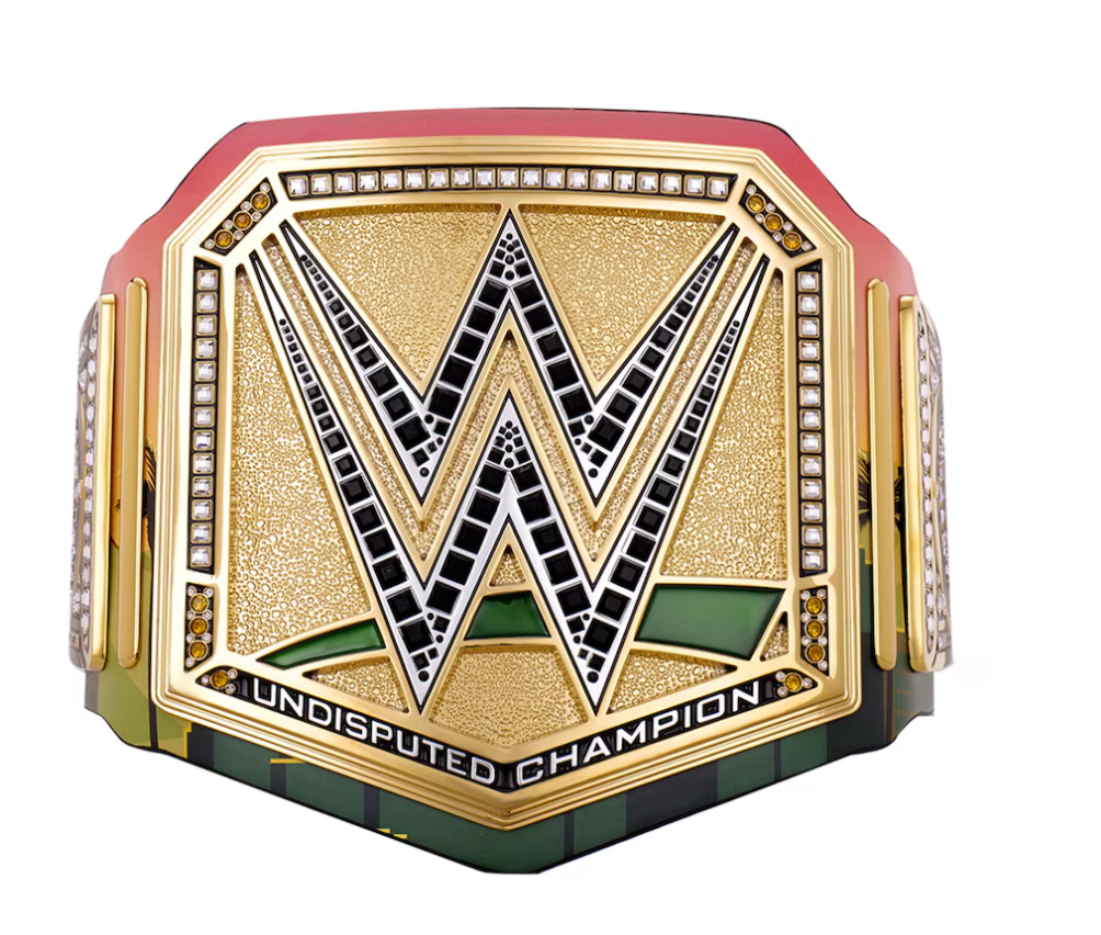 Money In The Bank 2025 Los Angeles Undisputed Championship Replika-Titelgürtel | WWE-Sammlerstück | Riemen aus echtem Rindsleder | Ätzgürtel