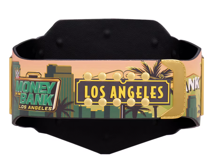 Money In The Bank 2025 Los Angeles Undisputed Championship Replika-Titelgürtel | WWE-Sammlerstück | Riemen aus echtem Rindsleder | Ätzgürtel
