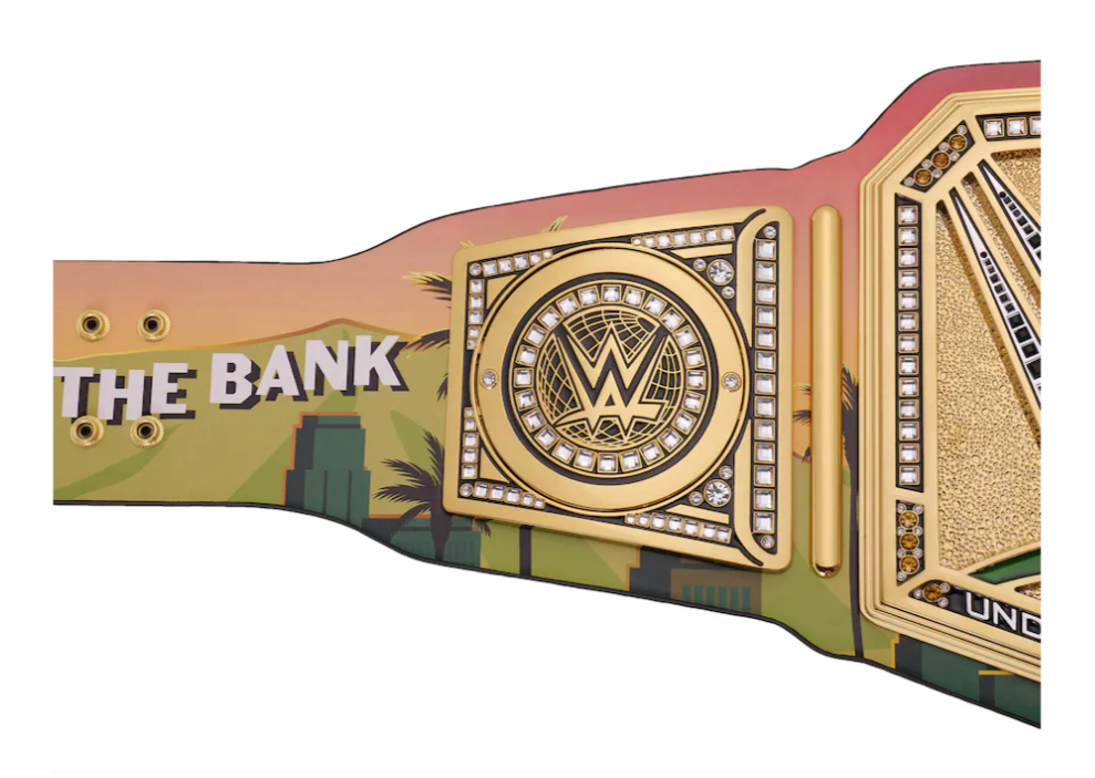 Money In The Bank 2025 Los Angeles Undisputed Championship Replika-Titelgürtel | WWE-Sammlerstück | Riemen aus echtem Rindsleder | Ätzgürtel