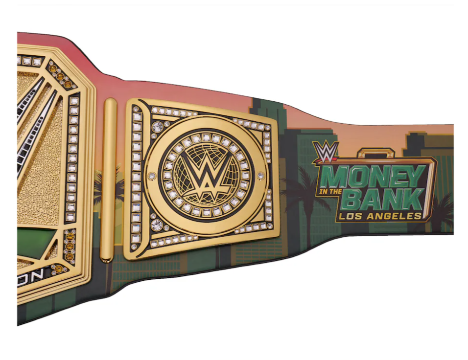 Money In The Bank 2025 Los Angeles Undisputed Championship Replika-Titelgürtel | WWE-Sammlerstück | Riemen aus echtem Rindsleder | Ätzgürtel