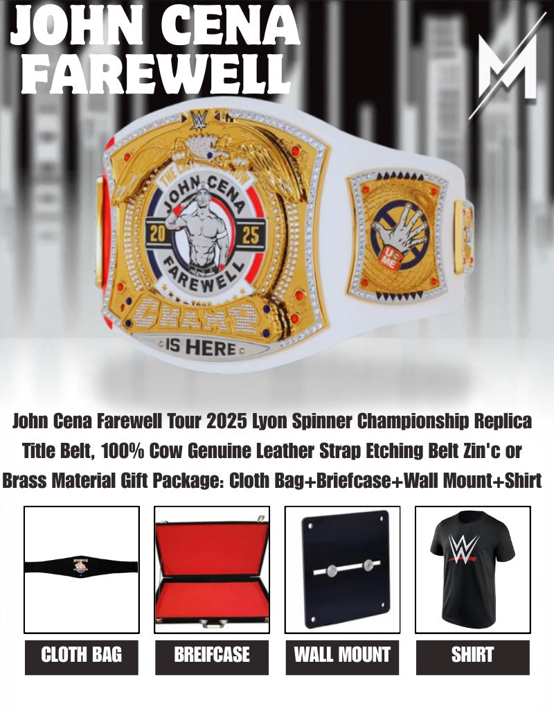 John Cena Farewell Tour 2025 Lyon Spinner Championship Replica Title Belt