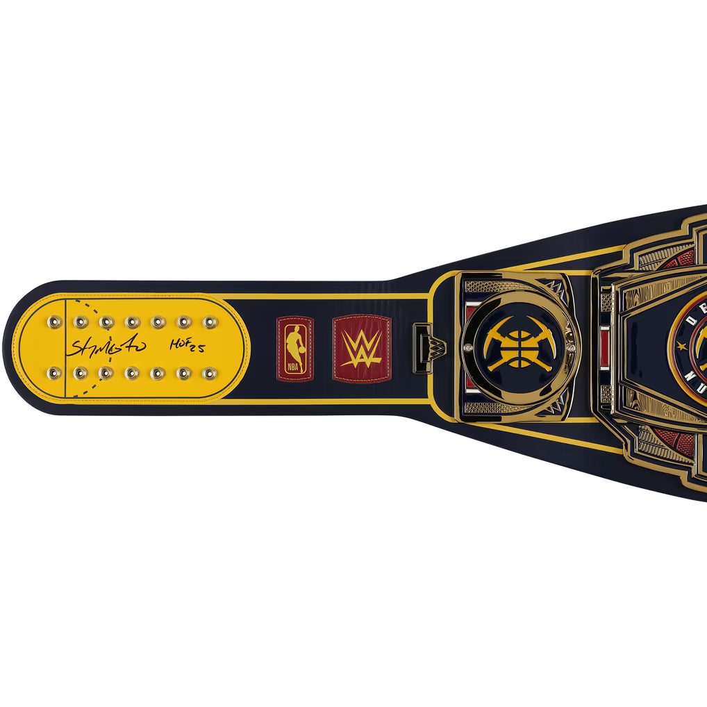 Allen Iverson & Carmelo Anthony Denver Nuggets Autographed Fanatics Authentic WWE Replica Title Belt with Hall of Fame Inscriptions