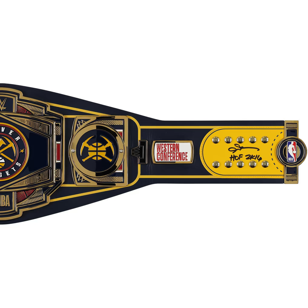 Allen Iverson & Carmelo Anthony Denver Nuggets Autographed Fanatics Authentic WWE Replica Title Belt with Hall of Fame Inscriptions