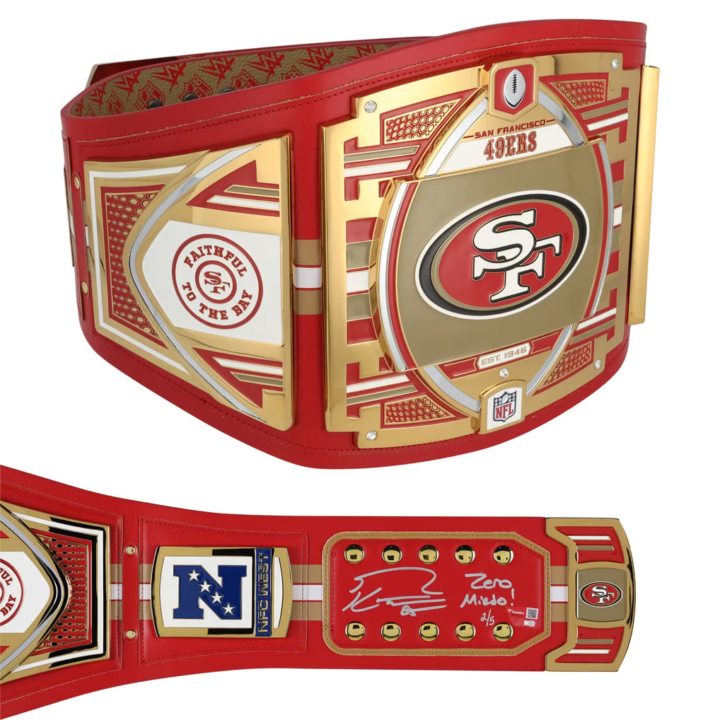 George Kittle San Francisco 49ers Autographed Fanatics Authentic WWE Title Belt with "Zero Miedo!" Inscription - Limited Edition of 5