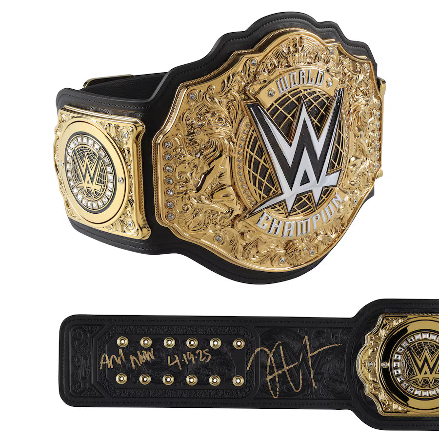 Jey Uso WWE Autographed World Heavyweight Championship Replica Title Belt with "And New 4-19-25" Inscription