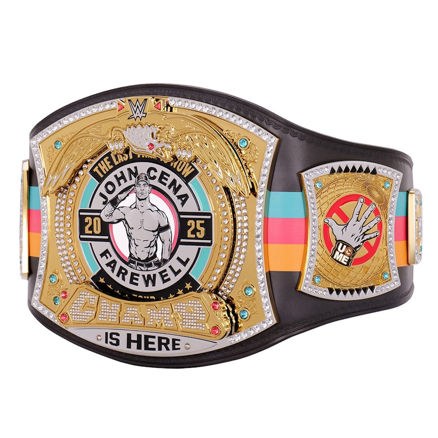 John Cena Farewell Tour 2025 San Antonio Spinner Championship Replica Titelgürtel | WWE Sammlerstück | Riemen aus echtem Rindsleder | Ätzgürtel