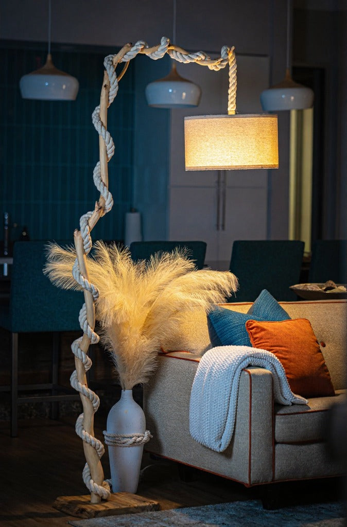 Twisted Driftwood Floor Lamp Art- "LATTE"