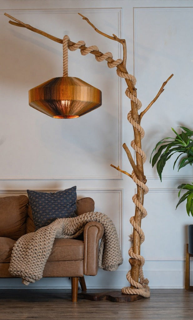 Rustic Maple & Walnut Floor Lamp Art- "OPRAH"