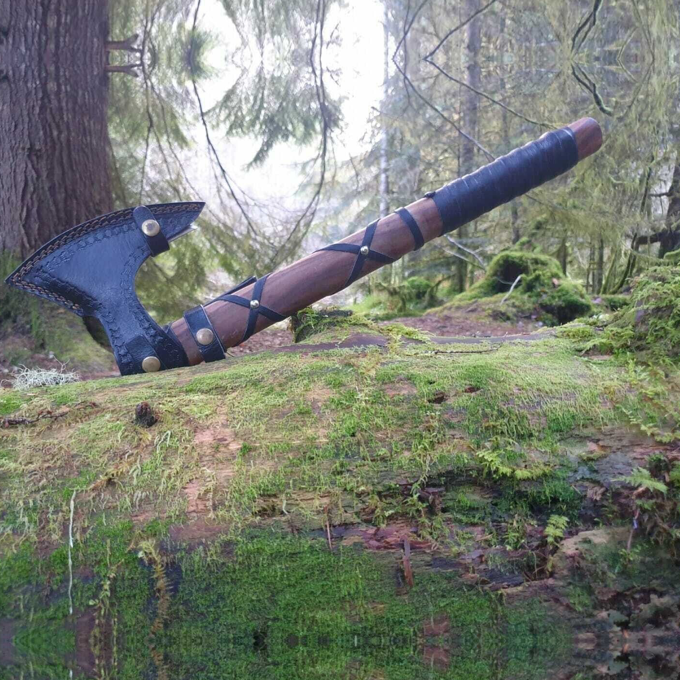 Handgefertigte Ragnar-Axt aus Kohlenstoffstahl | Wikingeraxt, Beil, Bartaxt, Campingaxt 