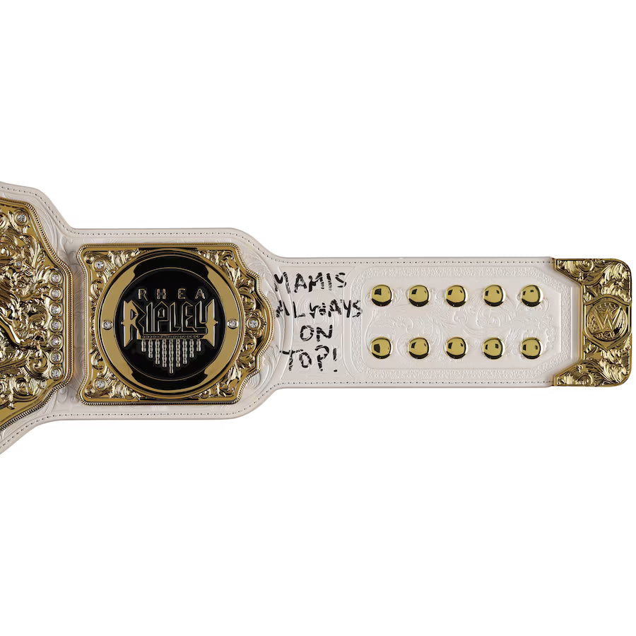 Rhea Ripley WWE Autographed Women's World Championship Replica Title Belt with Talent Side Plates