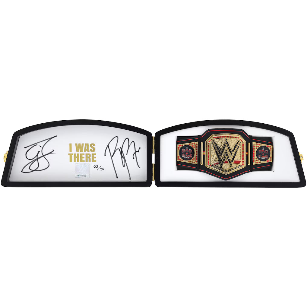 Roman Reigns & Cody Rhodes WWE Autographed 2024 Bad Blood Mini Title In Gift Box - Limited Edition of 25