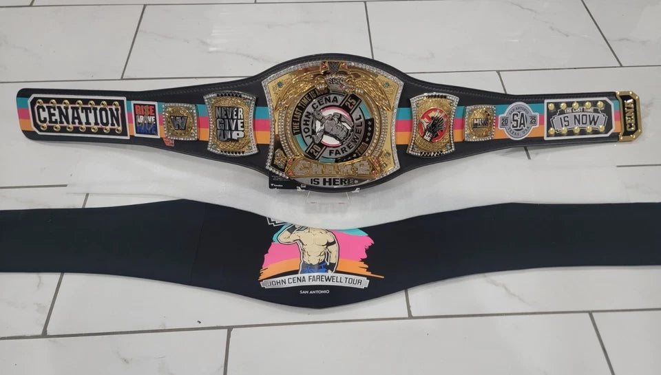 John Cena Farewell Tour 2025 San Antonio Autograped Spinner Championship Replica Title Belt