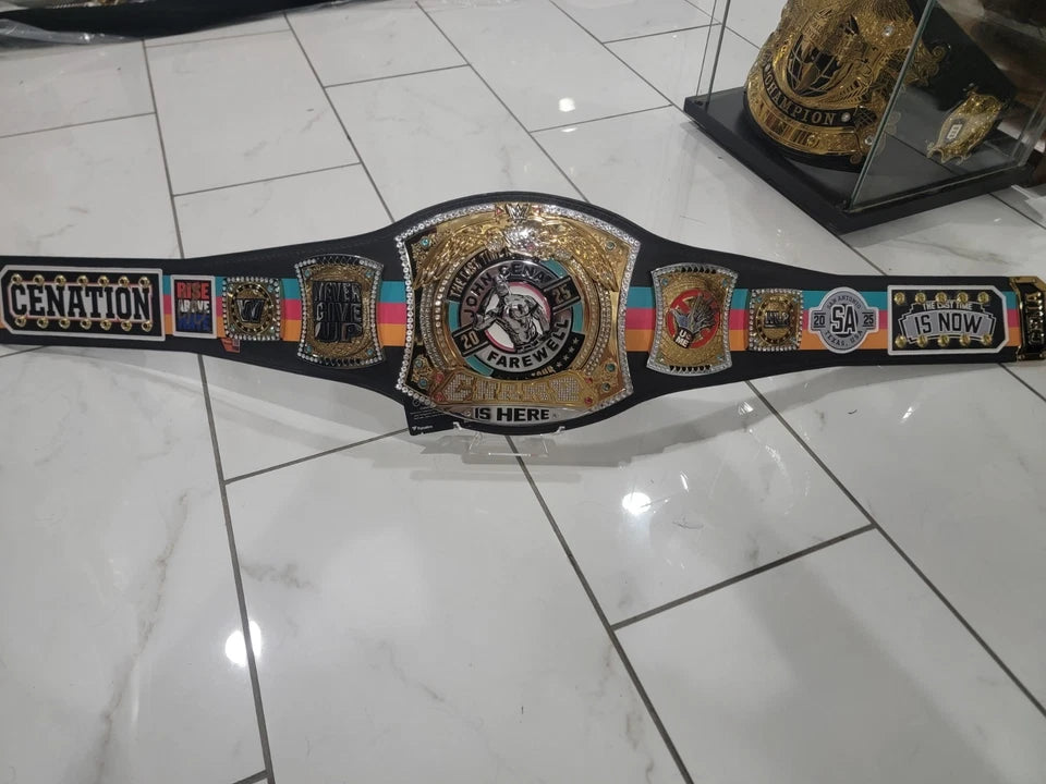 John Cena Farewell Tour 2025 San Antonio Autograped Spinner Championship Replica Title Belt