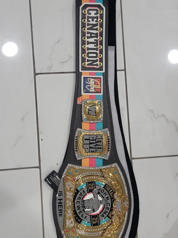 John Cena Farewell Tour 2025 San Antonio Autograped Spinner Championship Replica Title Belt
